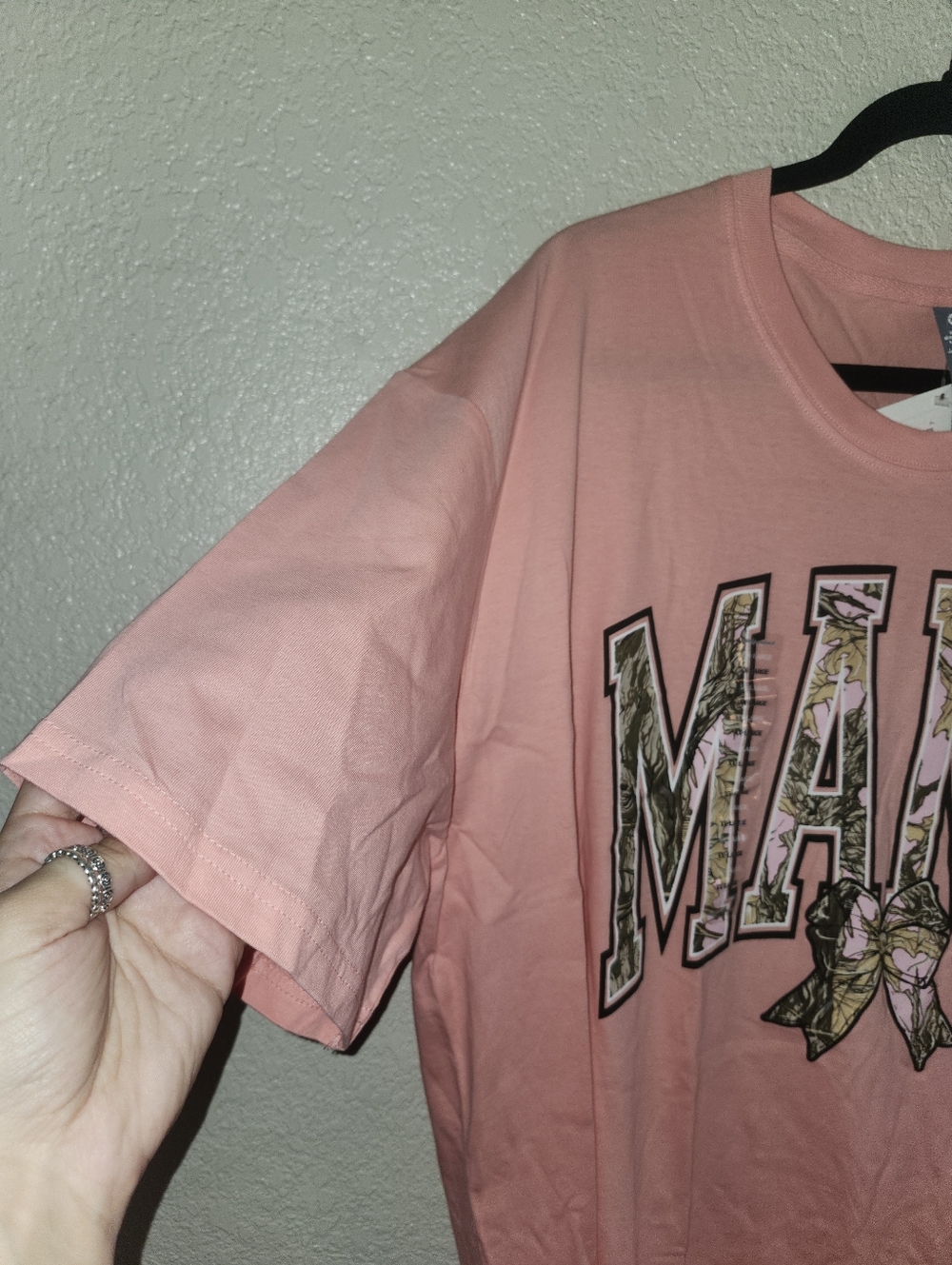 NWT Simply Southern "MAMA Pink🩷Camo🤎Bow🎀 Graphic T-Shirt" 💯Cotton PEACH🍑XXL - Picture 5 of 11